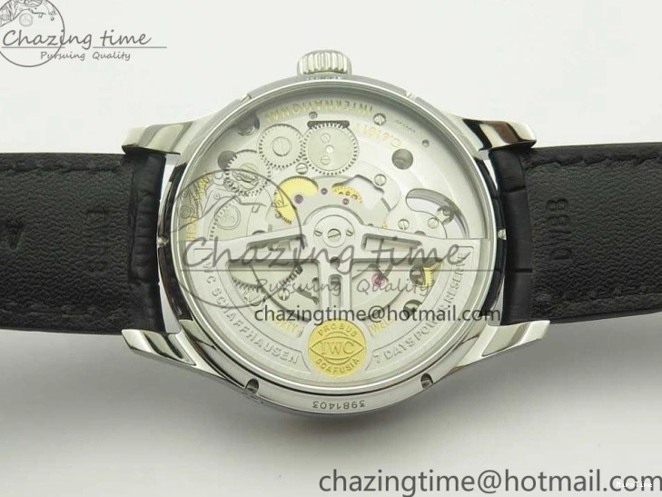 MIROTIME 0227 Sporty Portuguese Tourbillon IW504602 SS ZF Best Edition Blue Dial on Black Leather Strap 7175